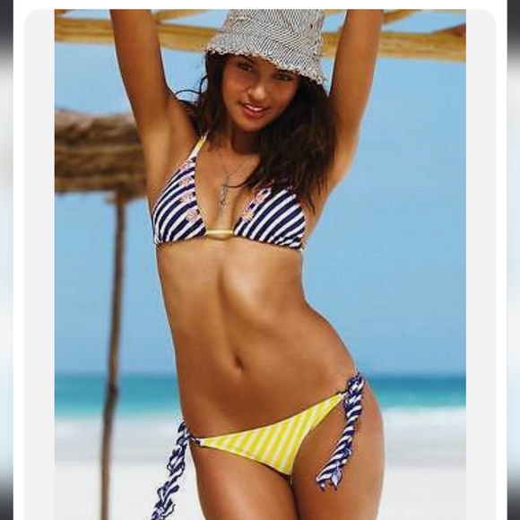 Victoria's Secret Stripe & Sequin Triangle Bikini - Picture 2 of 11